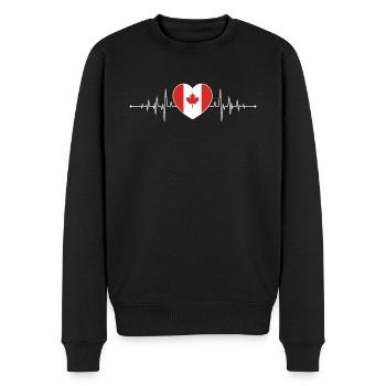 Kanada Herzschlag Kanadische Flagge Kanadier - Männer Premium Bio Pullover - Schwarz - Vorne - Nico (187cm)