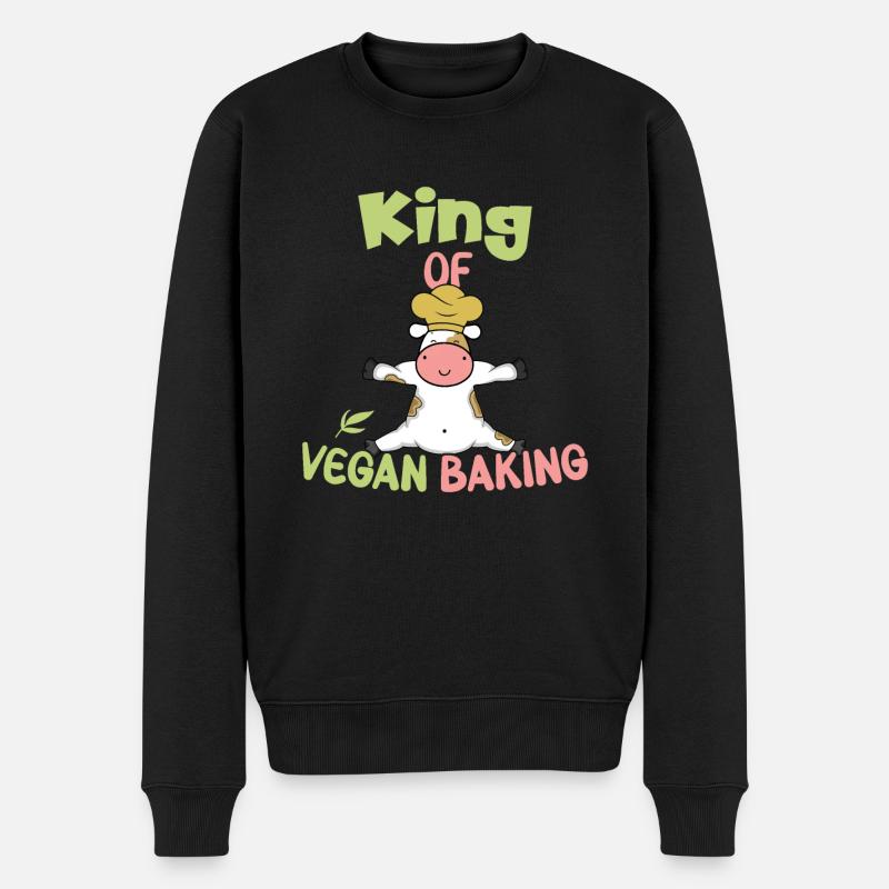 King of Vegan Baking - Männer Premium Bio Pullover - Schwarz
