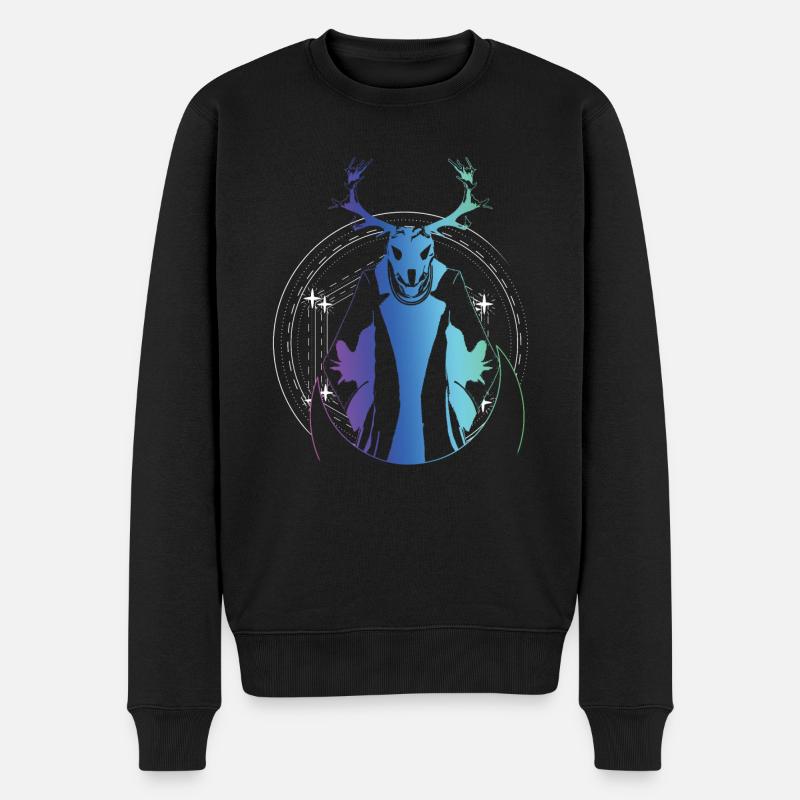 Wendigo Folk Creature Forest Devil Cryptid - Männer Premium Bio Pullover - Schwarz
