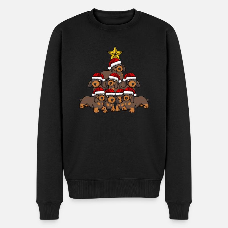 Arbre de Noël teckel - Pull Premium bio Homme - noir