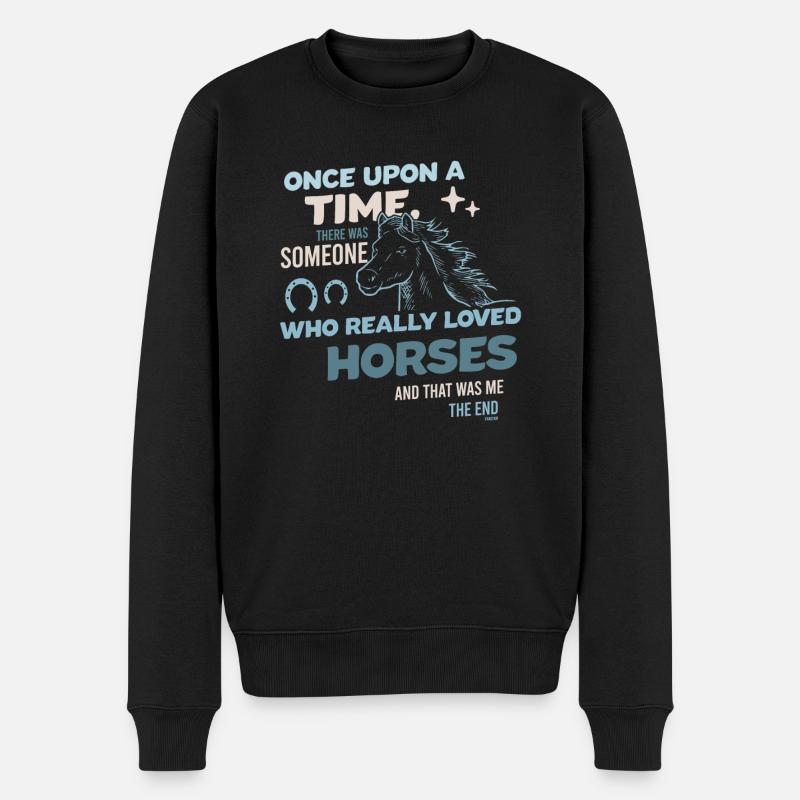ich liebe Pferde - Männer Premium Bio Pullover - Schwarz