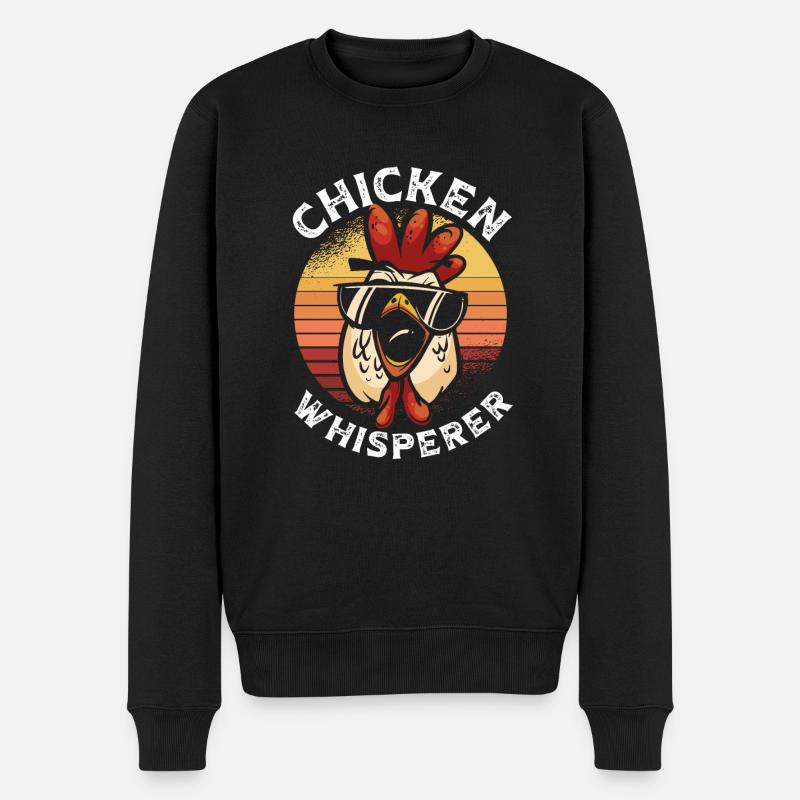 Hühnerflüsterer retro - Männer Premium Bio Pullover - Schwarz