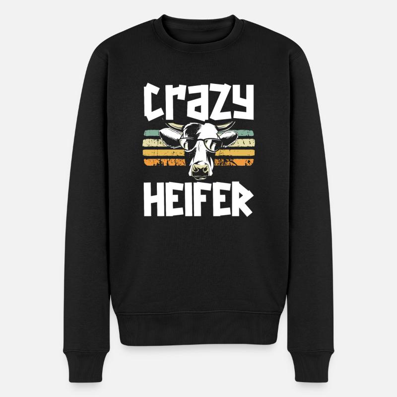 Vache génisse folle - Pull Premium bio Homme - noir