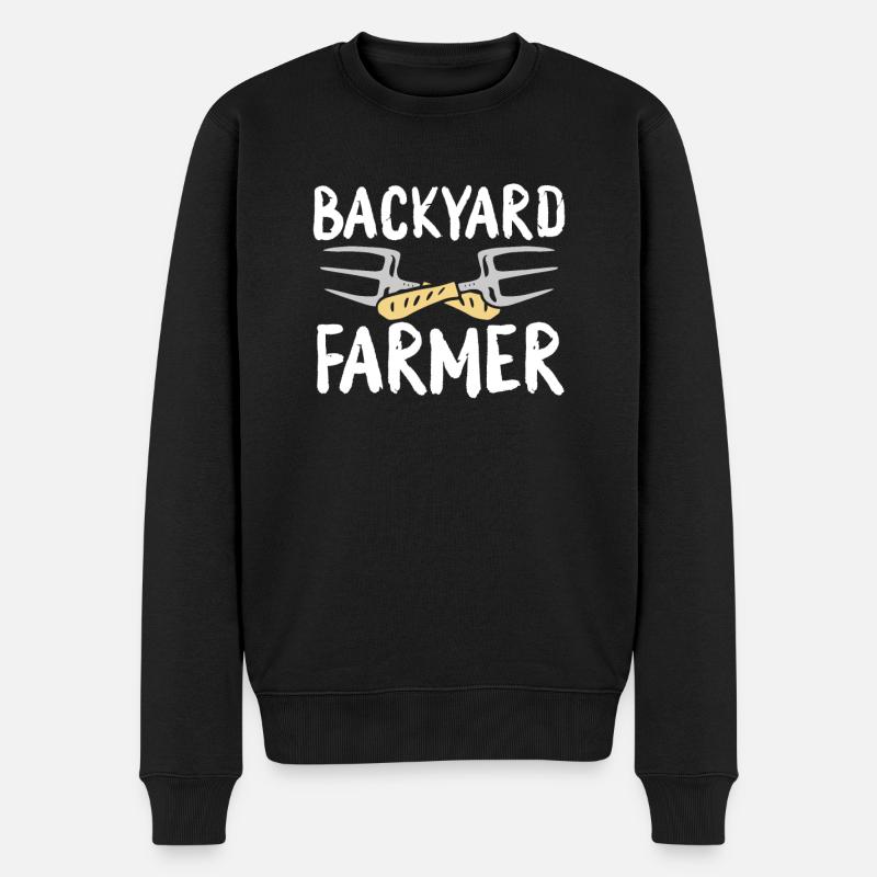 Bauer Im Hinterhof - Männer Premium Bio Pullover - Schwarz