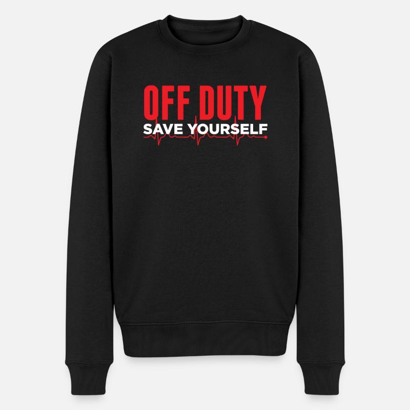 Off Duty Save Yourself Funny Police Feuerwehrmann - Männer Premium Bio Pullover - Schwarz