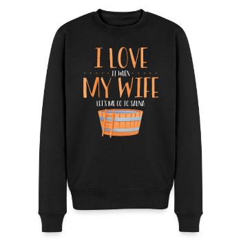 J’aime ma femme dans le sauna - Pull Premium bio Homme - noir - Devant - Nico (187cm)
