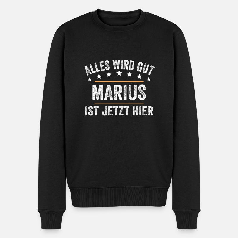 Marius Vorname Name Geburtstag - Männer Premium Bio Pullover - Schwarz
