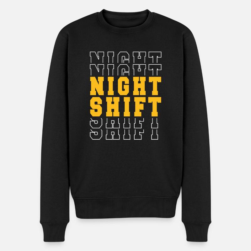 Gelbe Nachtschicht - Männer Premium Bio Pullover - Schwarz