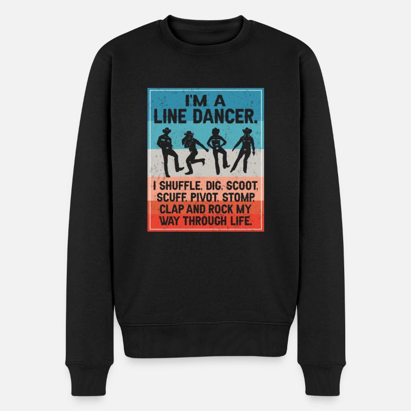Line Dancing Cowboy Texas Line Dance Geschenk - Männer Premium Bio Pullover - Schwarz