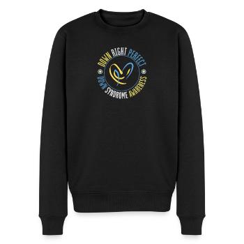 Sensibilisation au syndrome de Down I Ruban jaune bleu T21 - Pull Premium bio Homme - noir - Devant - Nico (187cm)