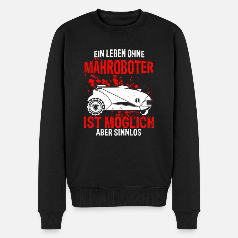 Mähroboter Garten Rasenroboter Mäher Geschenk - Männer Premium Bio Pullover - Schwarz