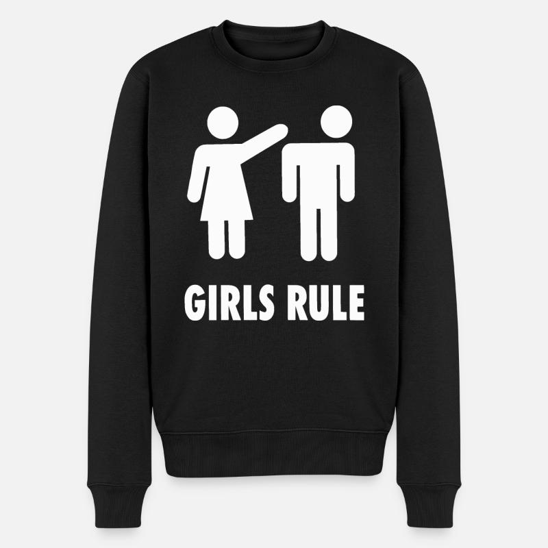 Piger regel - Piger regler Kvinder kalder skuddene - Økologisk premium-sweatshirt til mænd - sort