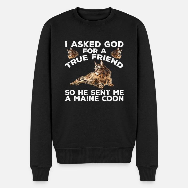 Maine Coon Chat - Pull Premium bio Homme - noir
