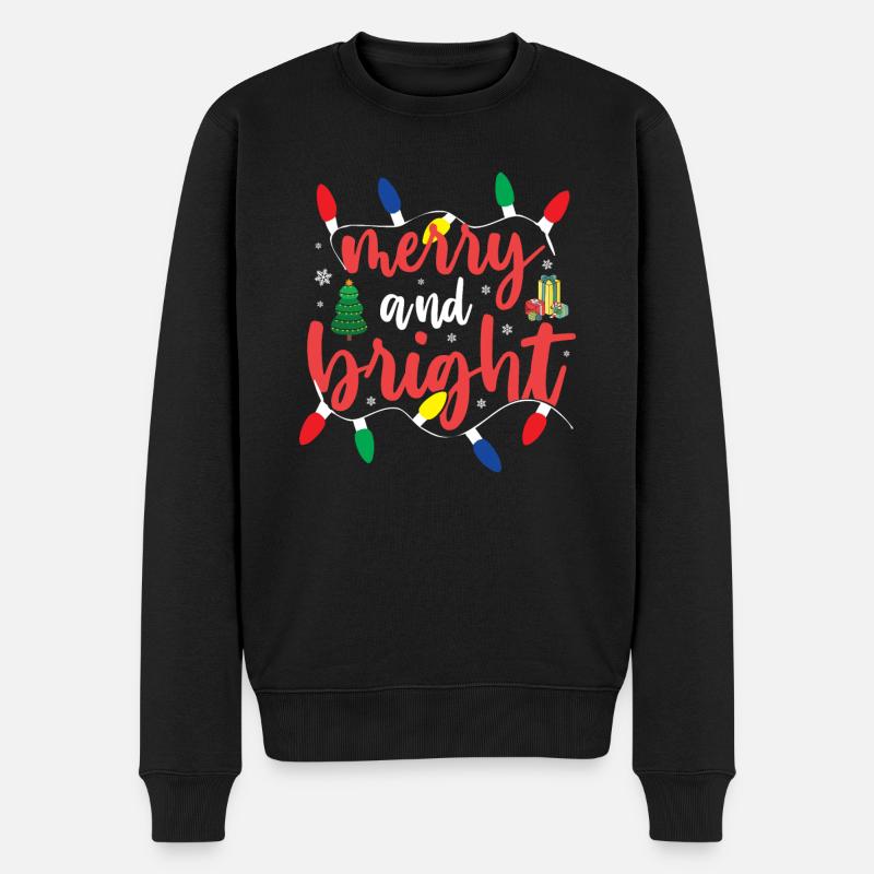 Christmas Eve - Merry and Bright - Männer Premium Bio Pullover - Schwarz