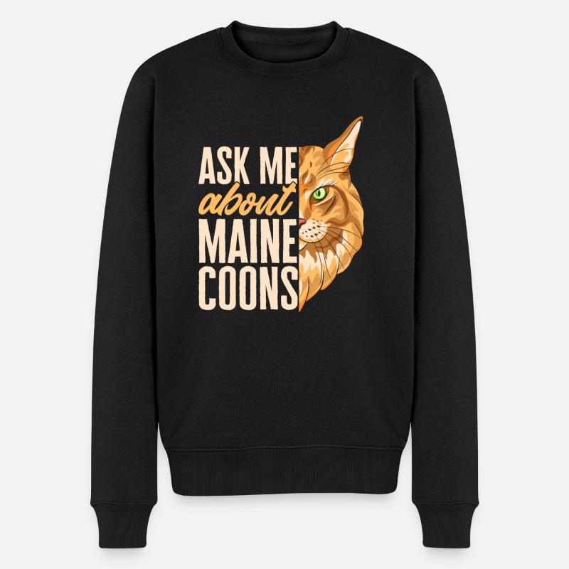 Maine Coon Katze - Männer Premium Bio Pullover - Schwarz