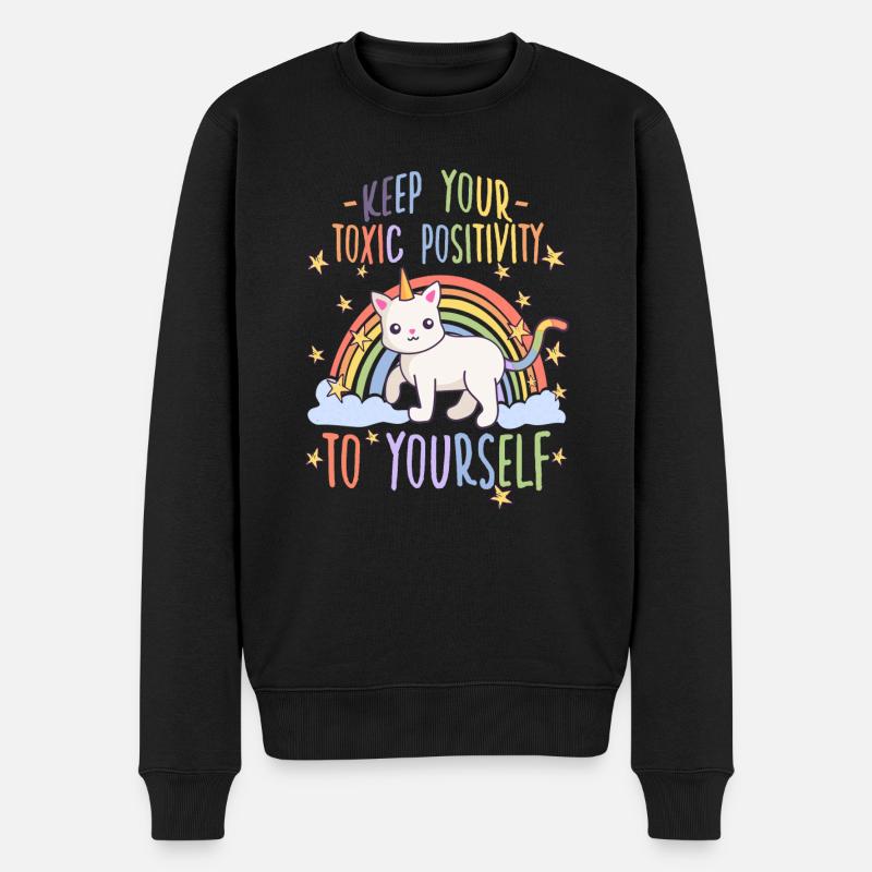 Anti Regenbogen Katzen Motiv Misanthropen Katzen - Männer Premium Bio Pullover - Schwarz