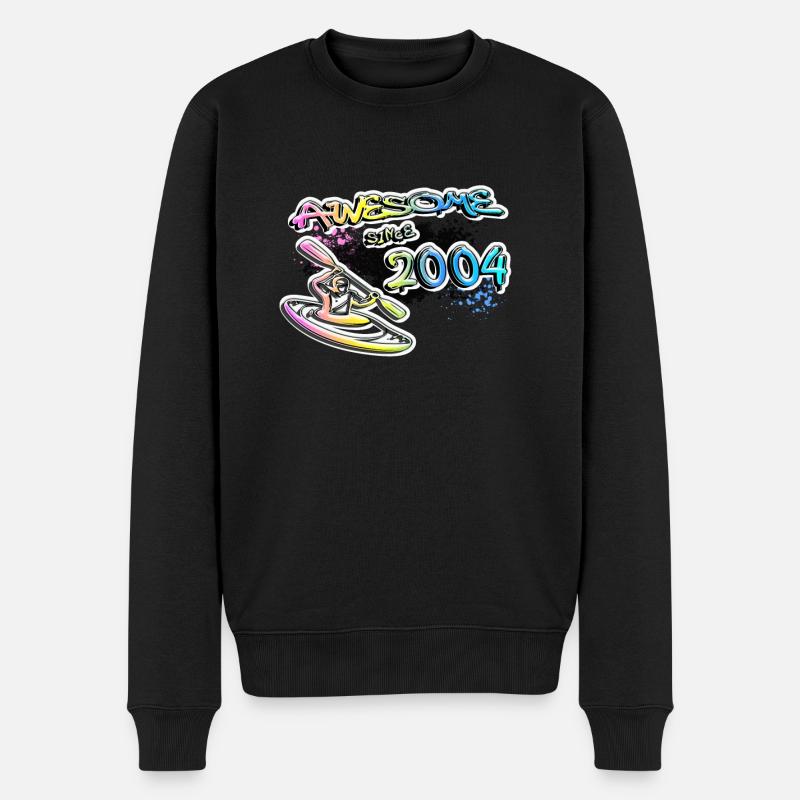 Awesome since 2004. Kajak, Kajakfahrer. Graffiti - Männer Premium Bio Pullover - Schwarz