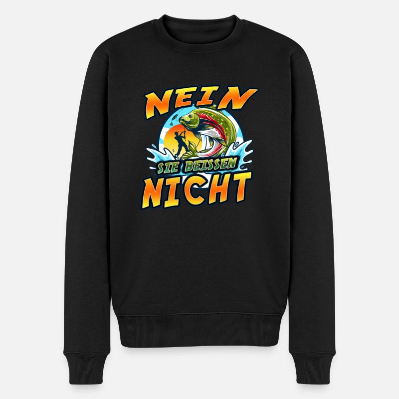 Nein - sie beißen nicht! Angel, Angler Geburtstag - Männer Premium Bio Pullover - Schwarz
