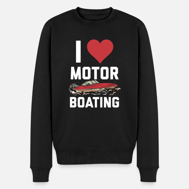 I Love Motor Bootfahren Lustig Bootfahren - Männer Premium Bio Pullover - Schwarz