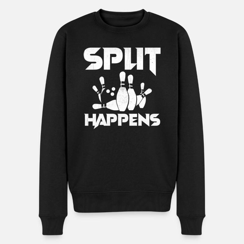 Bowling Smashing Pins - Split Happens - Männer Premium Bio Pullover - Schwarz