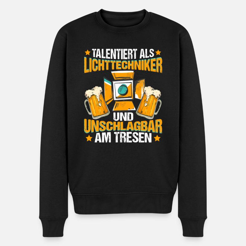 Lichttechniker Lichtdesigner Unschlagbar am Tresen - Männer Premium Bio Pullover - Schwarz