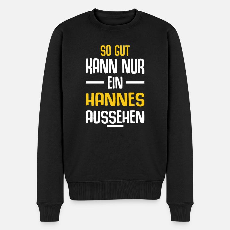 Hannes Vorname Name Geburtstag - Männer Premium Bio Pullover - Schwarz