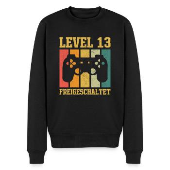 Level 13 freigeschaltet - Männer Premium Bio Pullover - Schwarz - Vorne - Nico (187cm)