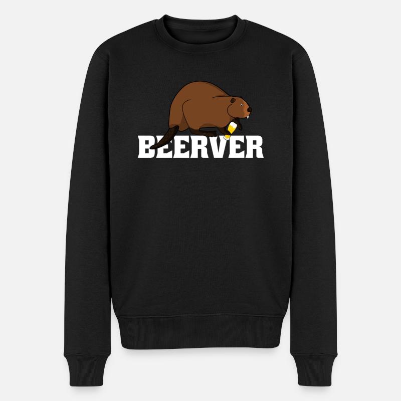 Biber mit Bier - Männer Premium Bio Pullover - Schwarz