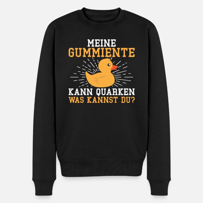 Meine Gummiente kann Quarken Badeente - Männer Premium Bio Pullover - Schwarz