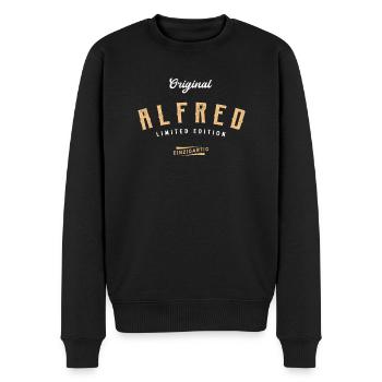 Alfred Limited Edition - Männer Premium Bio Pullover - Schwarz - Vorne - Nico (187cm)