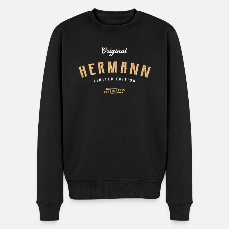 Hermann Limited Edition - Männer Premium Bio Pullover - Schwarz
