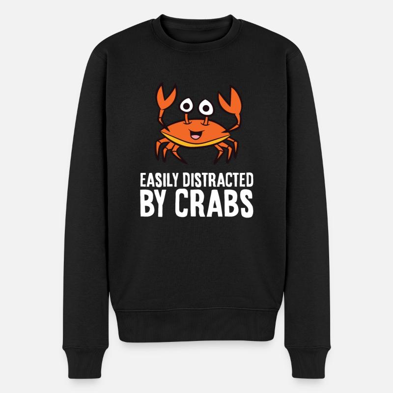 Krabbenliebhaber wird leicht von Krabben abgelenkt - Männer Premium Bio Pullover - Schwarz