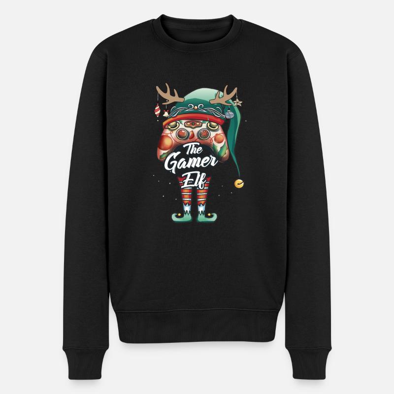 Gamer Elf Dab Zocker Lustiges Outfit Weihnachten - Männer Premium Bio Pullover - Schwarz