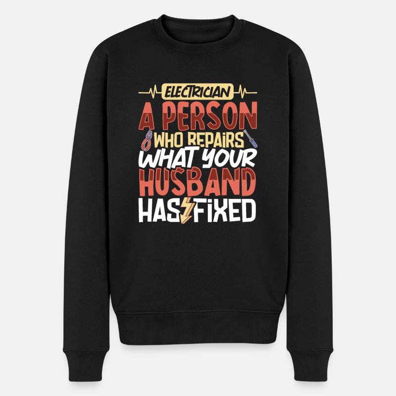 Electrician Electrical Engineer Lineman Electrical - Männer Premium Bio Pullover - Schwarz