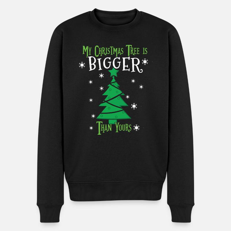 December Christmas Tree Bigger Funny Christmas - Männer Premium Bio Pullover - Schwarz