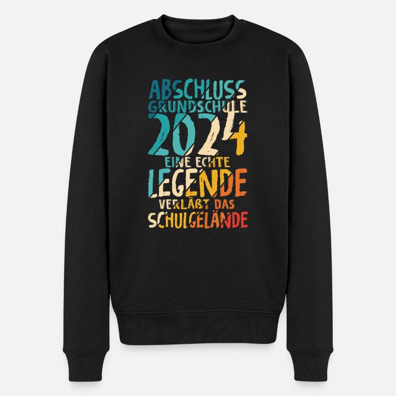 Grundschule 2024 Eine Legende Grundschule Abschlus - Männer Premium Bio Pullover - Schwarz