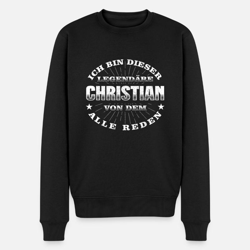 Legendärer Christian lustiger vorname Name - Männer Premium Bio Pullover - Schwarz