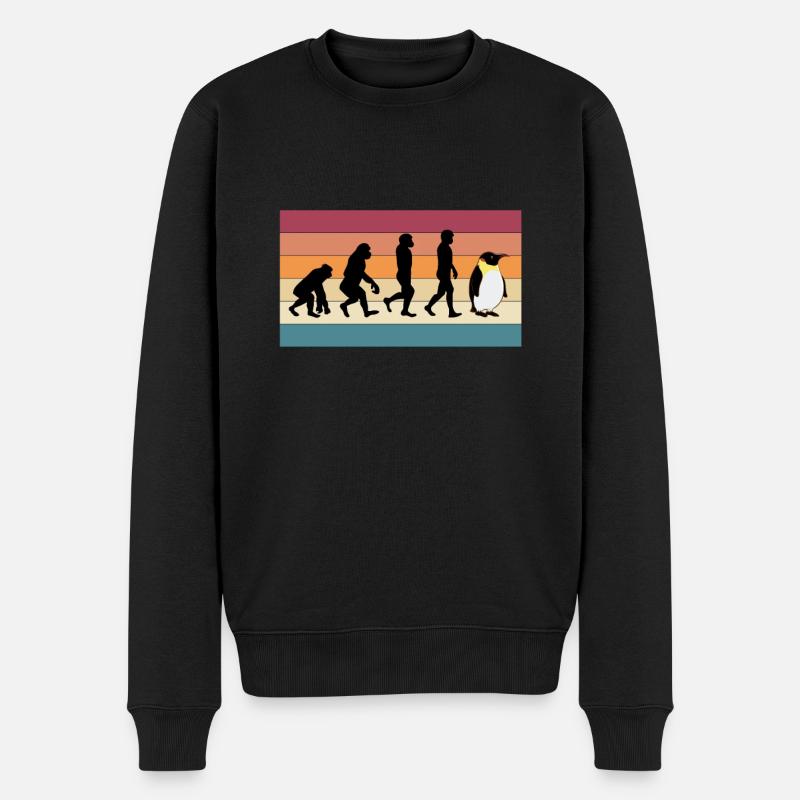 Pinguin Menschen Tier Evolution - Männer Premium Bio Pullover - Schwarz