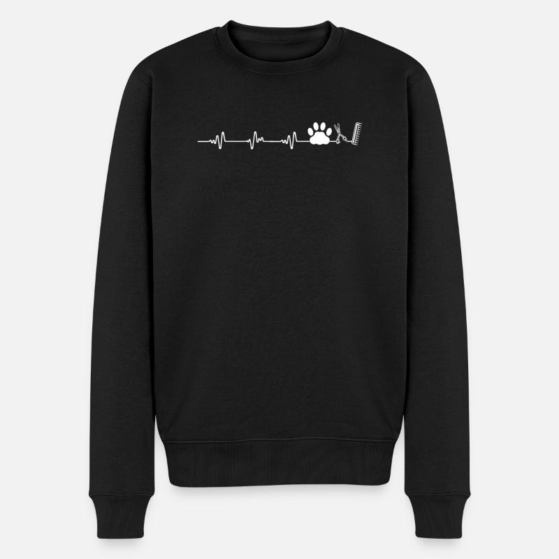 Herzschlag Herzlinie Herzfrequenz Hunde Friseur - Männer Premium Bio Pullover - Schwarz