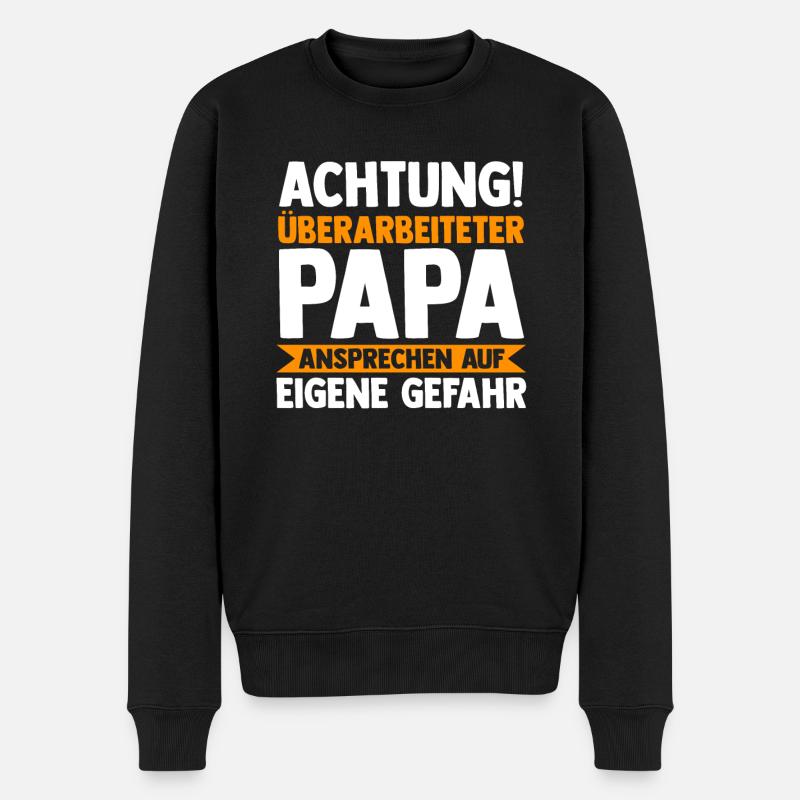Vater Papi Papa - Männer Premium Bio Pullover - Schwarz