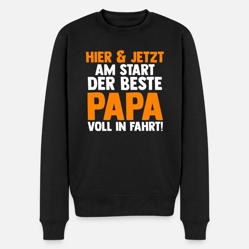 Vater Papi Papa - Männer Premium Bio Pullover - Schwarz