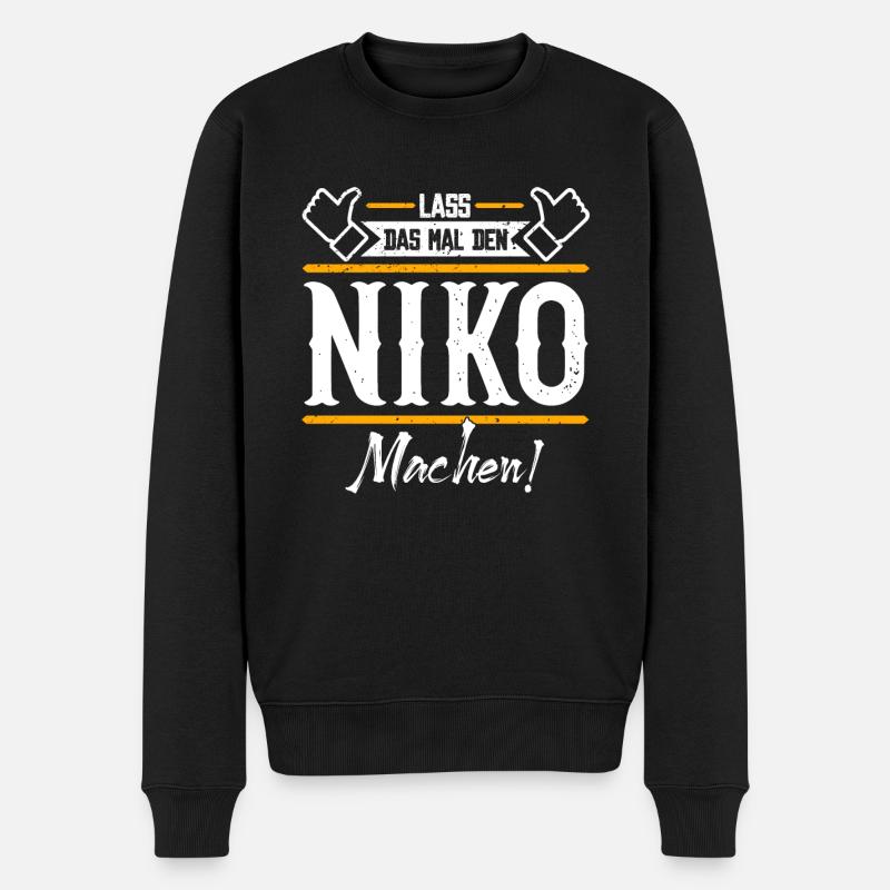 Niko Geschenkidee Geschenk Geburtstag - Männer Premium Bio Pullover - Schwarz