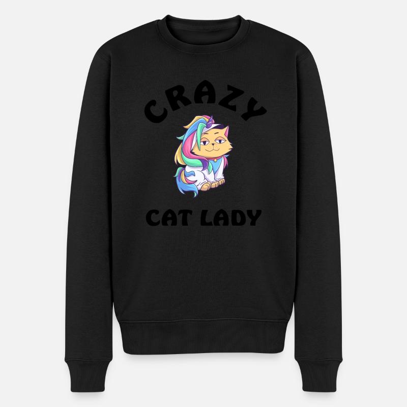Crazy Cat Lady - Männer Premium Bio Pullover - Schwarz