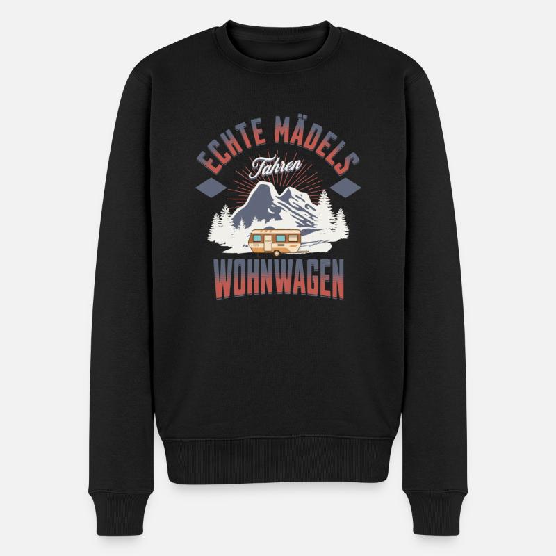 Echte Mädels fahren Wohnwagen - Männer Premium Bio Pullover - Schwarz