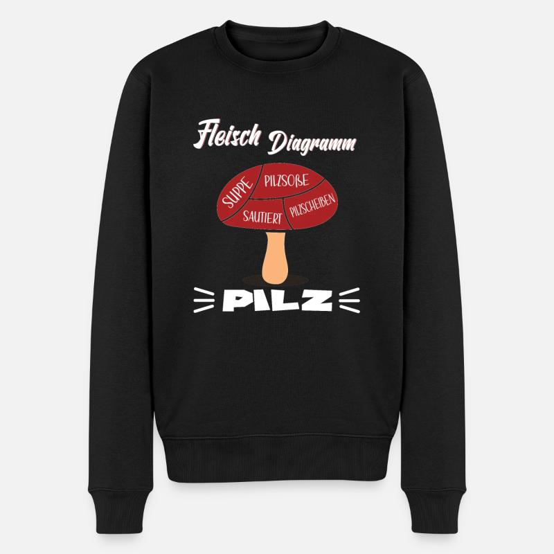 PILZ FLEISCH DIAGRAMM - Männer Premium Bio Pullover - Schwarz