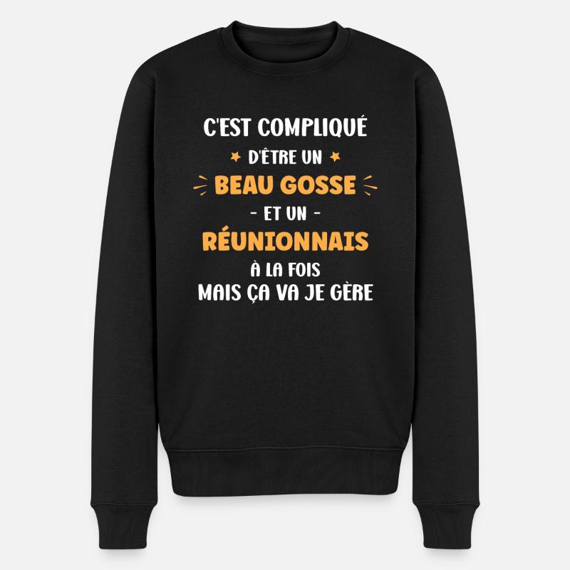 Beau gosse et réunionnais - Pull Premium bio Homme - noir