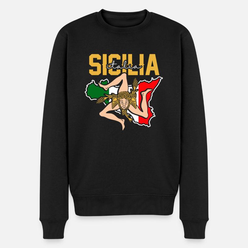 Sicile drapeau Sicile Palerme Italie - Pull Premium bio Homme - noir