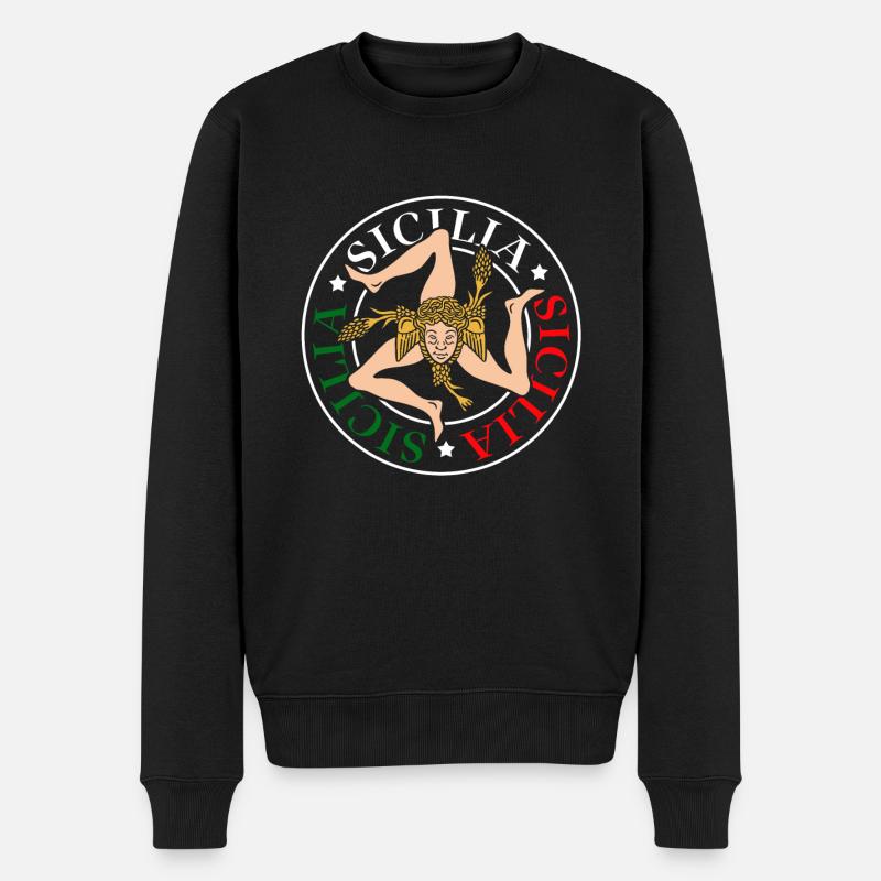 Sicile drapeau Sicile Palerme Italie - Pull Premium bio Homme - noir
