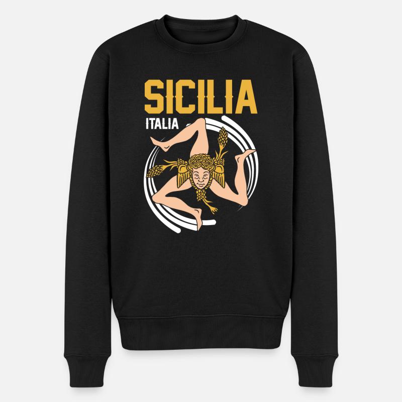 Sicile drapeau Sicile Palerme Italie - Pull Premium bio Homme - noir