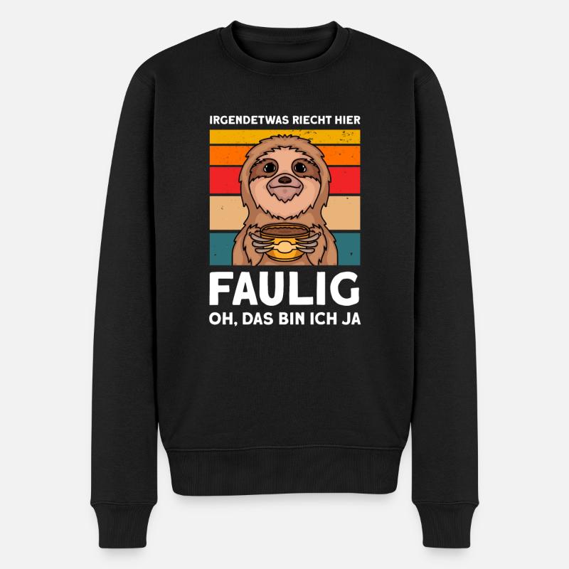 Faultier Faul Faultiere Geschenk - Männer Premium Bio Pullover - Schwarz